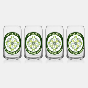 Shamrock Mandala 21st Birthday Party Can Glass
