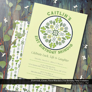 Shamrock Mandala 21st Birthday Party Invitation
