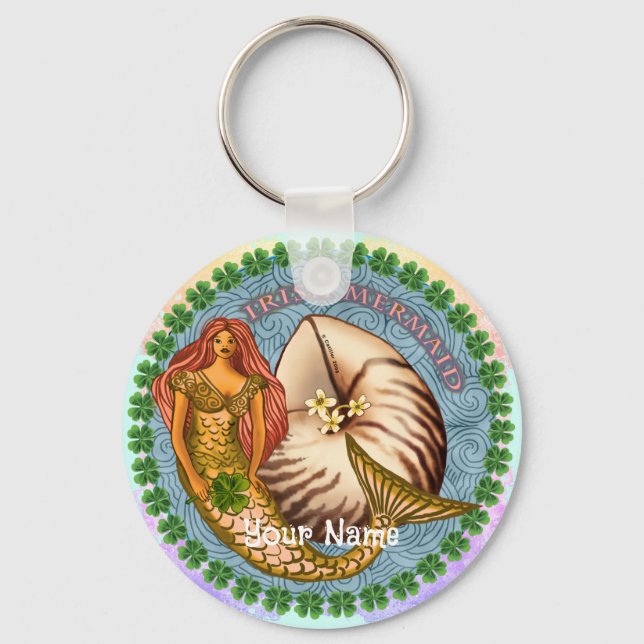 Shamrock Mermaid Key Ring (Front)