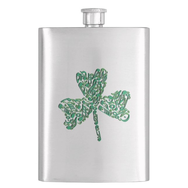 Shamrock Music Notes Flask (Front)