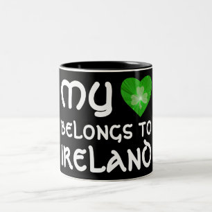 Shamrock 'My heart belongs to Ireland' mug black