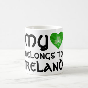 Shamrock 'My heart belongs to Ireland' mug white