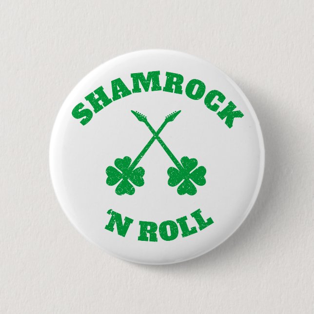 Shamrock 'n Roll Grunge 6 Cm Round Badge (Front)