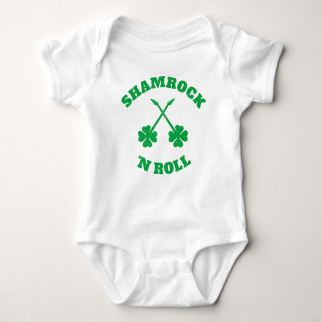Shamrock 'n Roll Grunge Baby Bodysuit (Front)