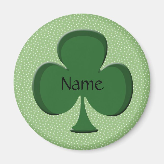 Shamrock Name Round Magnet Template - Irish Green (Front)