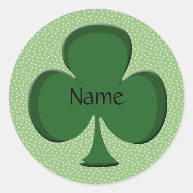 Shamrock Name Sticker Template - Irish Green (Front)