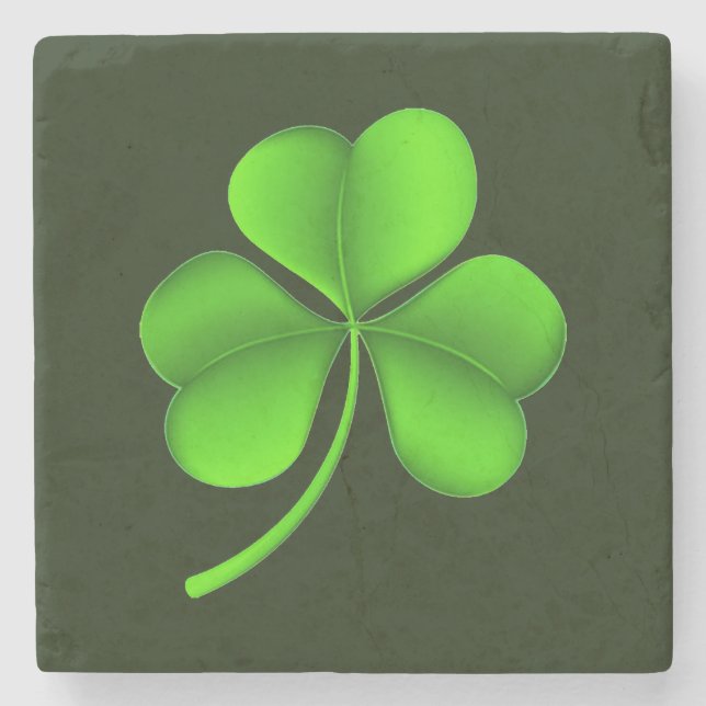 Shamrock On Dark Green coastercnt Stone Coaster (Front)