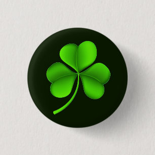 Shamrock on dark green pbcn 3 cm round badge