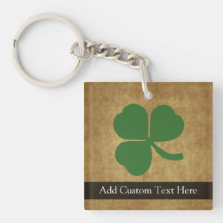 Shamrock on Vintage Background Key Ring