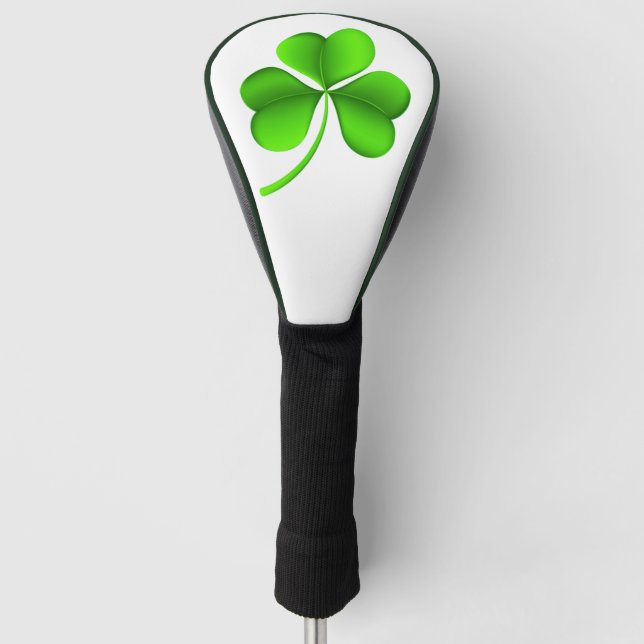 Shamrock on white dccnt golf head cover (Front)