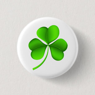 Shamrock on white pbcn 3 cm round badge
