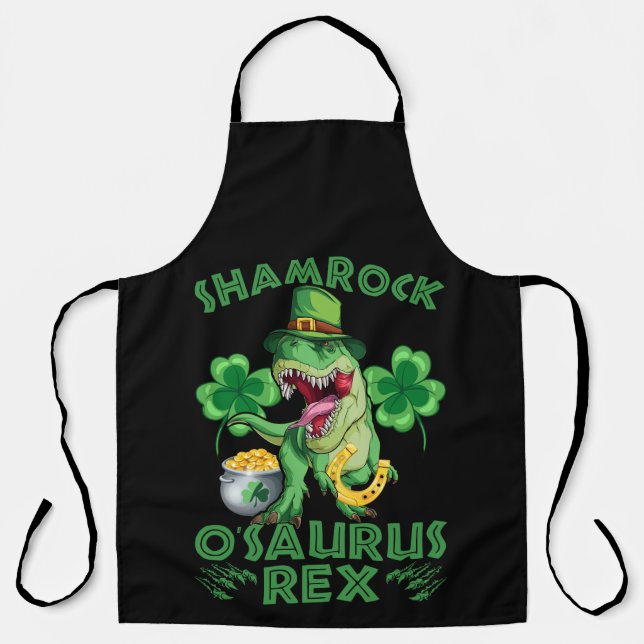 Shamrock O'saurus Rex | St. Patrick's Day Apron (Front)