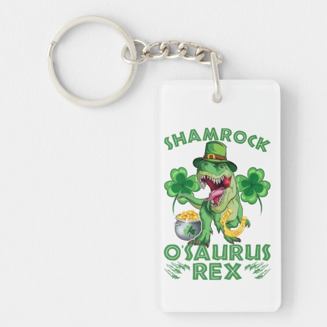 Shamrock O'saurus Rex | St. Patrick's Day Key Ring (Front)