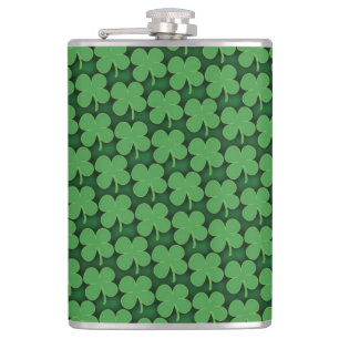 Shamrock Pattern Hip Flask