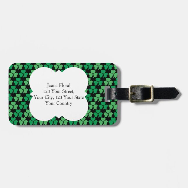 Shamrock Pattern Luggage Tag (Front Horizontal)
