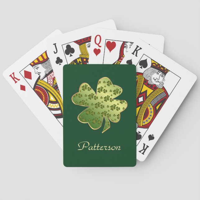 Shamrock Pattern Personalised Playing Cards (Back)
