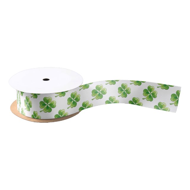 Shamrock Pattern Ribbon Satin Ribbon (Spool)