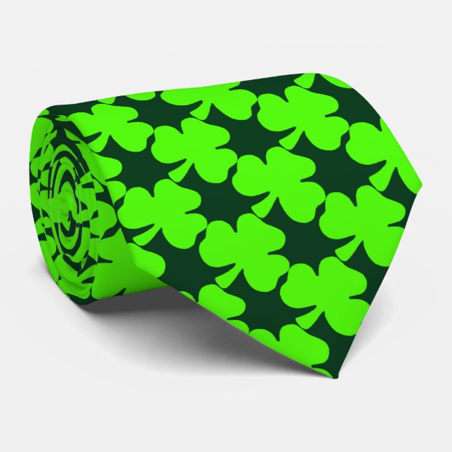 Shamrock Pattern Saint Patrick's Day Tie (Rolled)