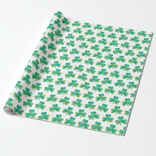 Shamrock Pattern White Wrapping Paper
