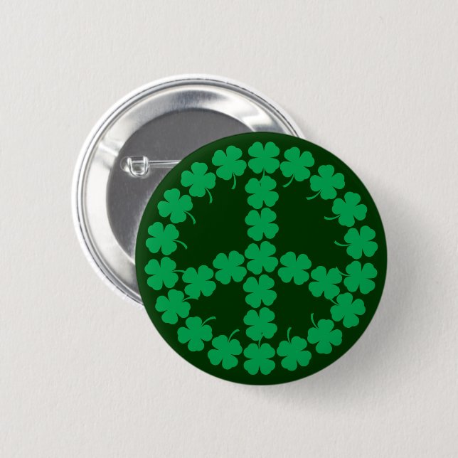 Shamrock Peace Symbol 6 Cm Round Badge (Front & Back)