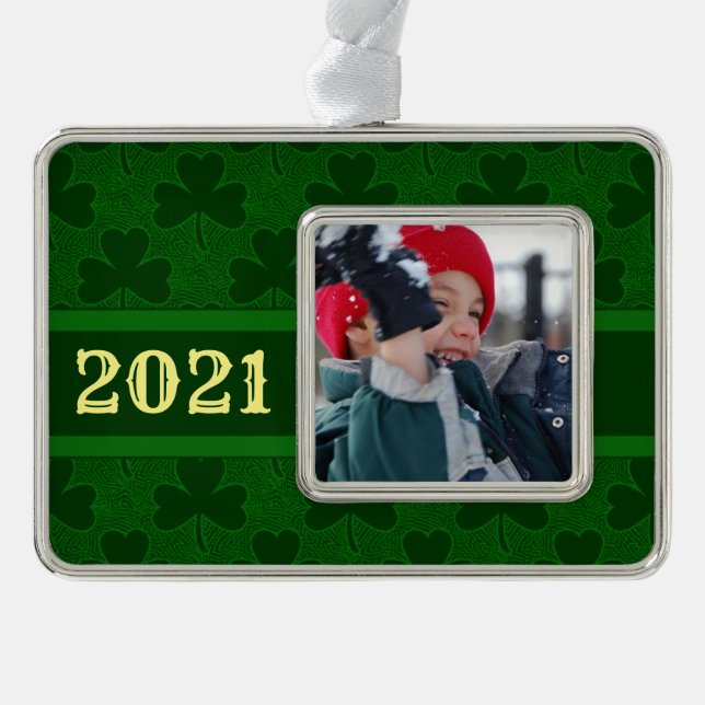 Shamrock Personalised Silver Plated Framed Ornament (Front)