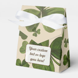 Shamrock Plant with Custom Cream Colour and Text Favour Box