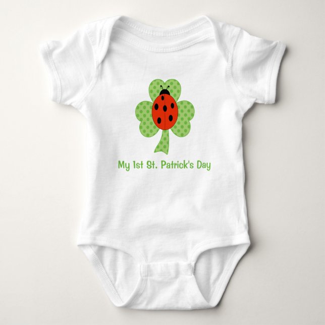 Shamrock Polka dots Ladybug | 1st St. Patricks Day Baby Bodysuit (Front)