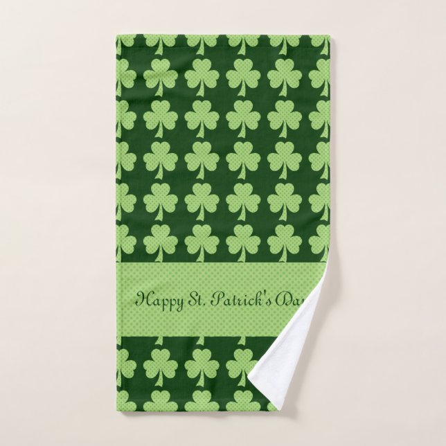 Shamrock Polka dots St. Patrick's Day Personalise Hand Towel (Hand Towel)