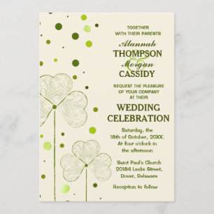 Shamrock Polka Dots Wedding Invitation