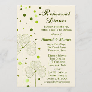 Shamrock Polka Dots Wedding Rehearsal Dinner Invitation