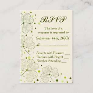 Shamrock Polka Dots Wedding RSVP Enclosure Card