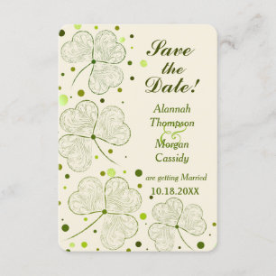 Shamrock Polka Dots Wedding Save The Date Invitation