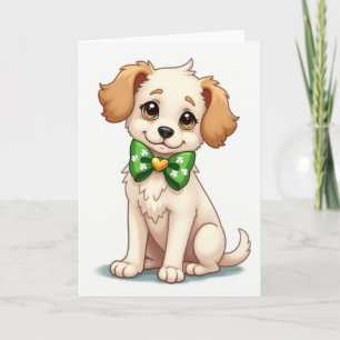 Shamrock Puppy Bow Card