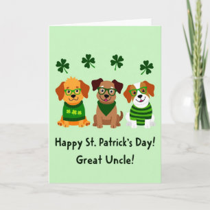 Shamrock Puppy Fun Faux Gold Foil Card