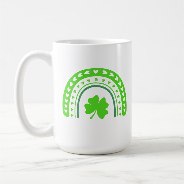 Shamrock Rainbow st Patrick's day Coffee Mug (Left)