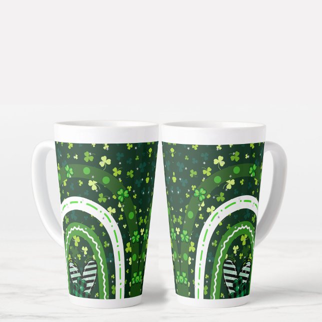 Shamrock Rainbow St Patrick's Day Green Latte Mug (Creator Uploaded)
