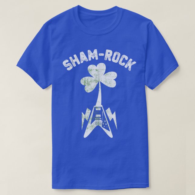 Shamrock rock guitar guitarist st patricks day ret T-Shirt (Design Front)