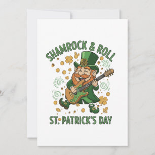 Shamrock & Roll Leprechaun Funny St. Patrick's Holiday Card