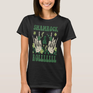SHAMROCK & ROLLLLLL Heavy Metal Punk Rock St Patri T-Shirt