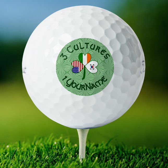 Shamrock S. Korea Ireland USA Flags Personalised  Golf Balls (Creator Uploaded)