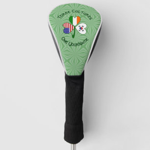 Shamrock S. Korea Ireland USA Flags Personalised Golf Head Cover