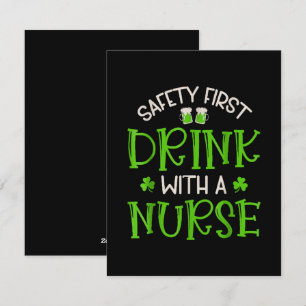 Shamrock Safety First Drink With A Nurse Holiday Card