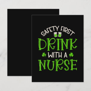 Shamrock Safety First Drink With A Nurse RSVP Card