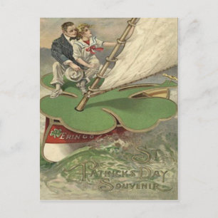 Shamrock Sailboat Couple Sailing Postcard