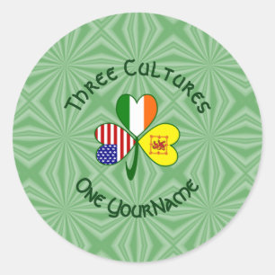 Shamrock Scot Lion Ireland USA Flags Personalised Classic Round Sticker