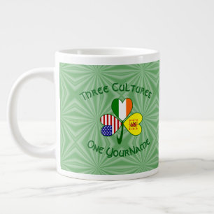 Shamrock Scot Lion Ireland USA Flags Personalised  Large Coffee Mug