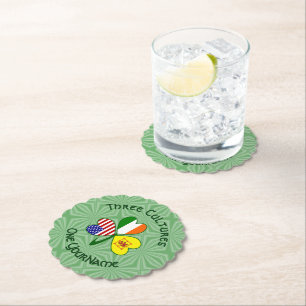 Shamrock Scot Lion Ireland USA Flags Personalised  Paper Coaster