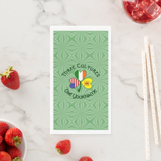 Shamrock Scot Lion Ireland USA Flags Personalized  Napkin (Insitu)