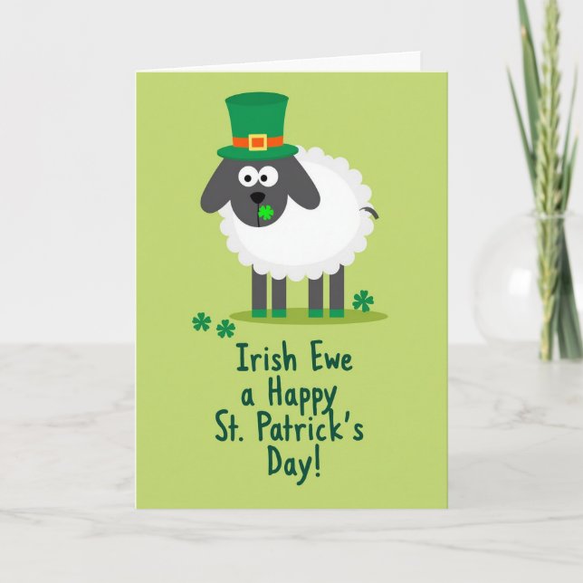 Shamrock Sheep Holiday Card (Front)