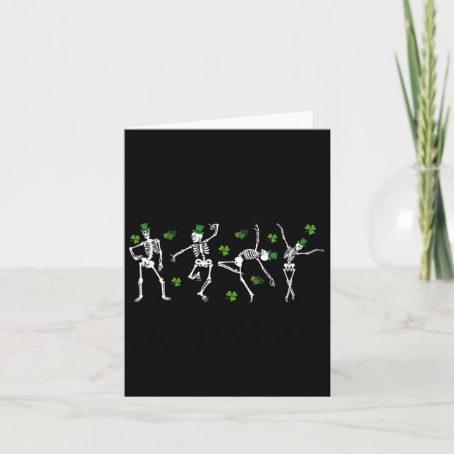 Shamrock Skeletons Dancing Funny St Patrick's Day  Card (Front)